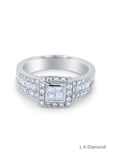 14K White Gold Quad Princess-Cut Diamond Frame Ring  0.95c - LA DIAMOND